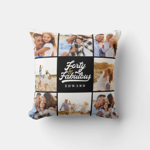 Coussin Faire 40 look bon or noir photo anniversaire thro