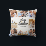 Coussin Faire 40 look bon or noir photo anniversaire thro<br><div class="desc">Célébrez votre 40e anniversaire en style avec cet effet noir et or 40e anniversaire design. Un design moderne avec texte de script et graphismes en gras. Modifiez la couleur pour la customiser. Partie d'une collection.</div>