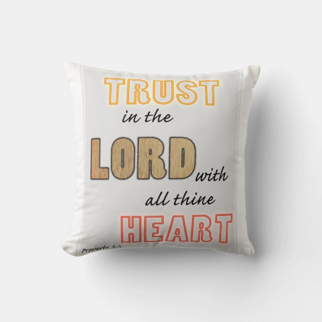 Coussin faire confiance au Seigneur écriture proverbes (Recto)