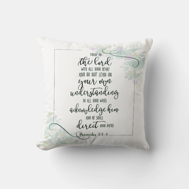 Coussin Faire confiance au Seigneur floral   (Recto)