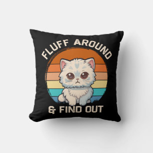 Coussin Faire du Fluff et Découvrir Drôle Chat Rétro
