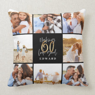 Coussin Faire paraître 60 beaux anniversaire de photo noir
