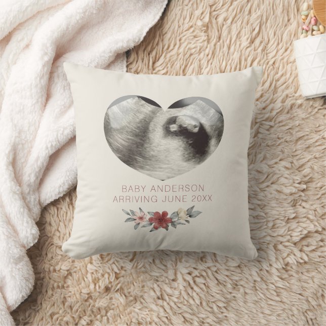 Coussin Faire-part de grossesse de l'ultrasound du coeur (Couverture)