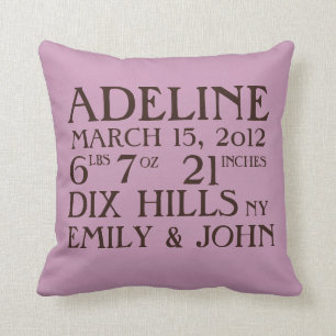 Coussin Faire-part de naissance Lavender