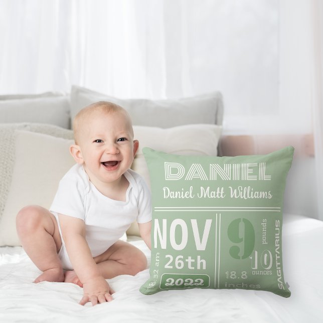 Coussin Faire-part de naissance moderne personnalisé (Créateur téléchargé)