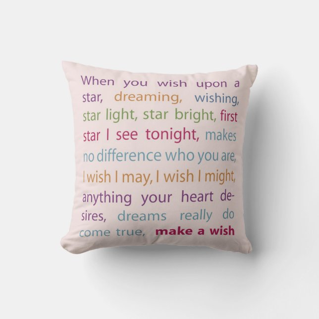 Coussin Faire un voeu (arc-en-ciel sur rose) (Recto)