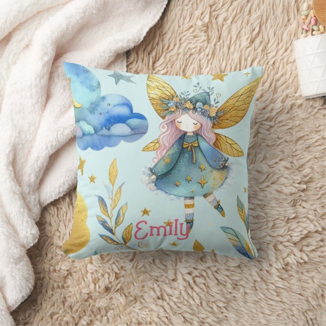 Coussin Fairy Birthday Turquoise Gold Rose Princess Fairyt (Couverture)