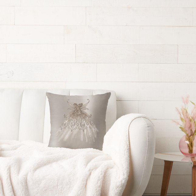 Coussin Fairy Wing Taupe Gown | Fleur de Champagne Élégant (Canapé)