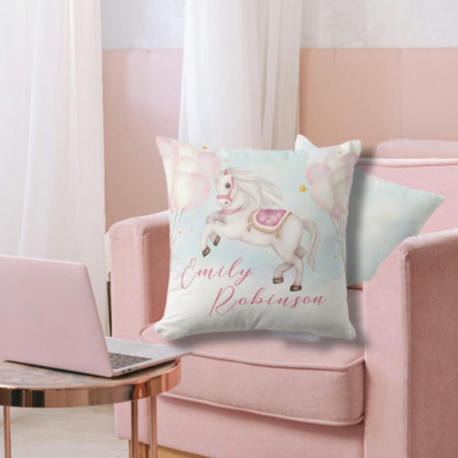 Coussin Fairytale bébé fille Pony ballons roses étoiles (Créateur téléchargé)