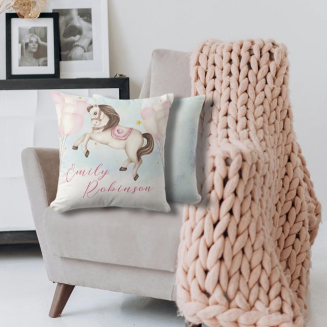 Coussin Fairytale bébé fille Pony ballons roses étoiles (Créateur téléchargé)
