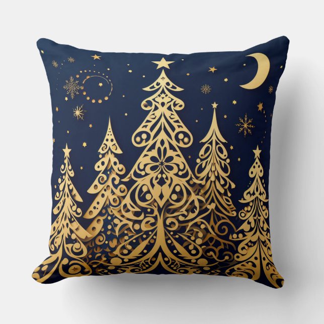 Coussin Fairytale Pines in Gold – Romantic Nights (Recto)