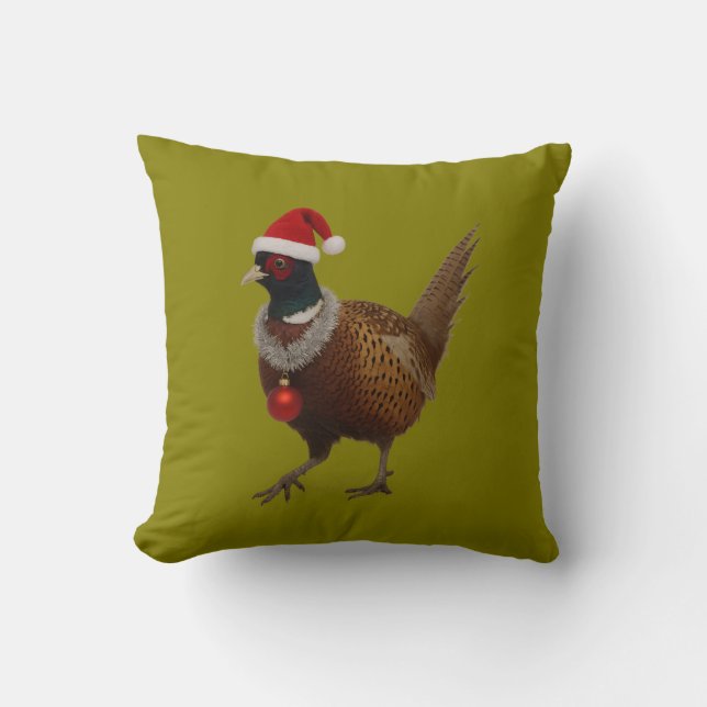 Coussin Faisan ayant l'air festif de Noël (Recto)