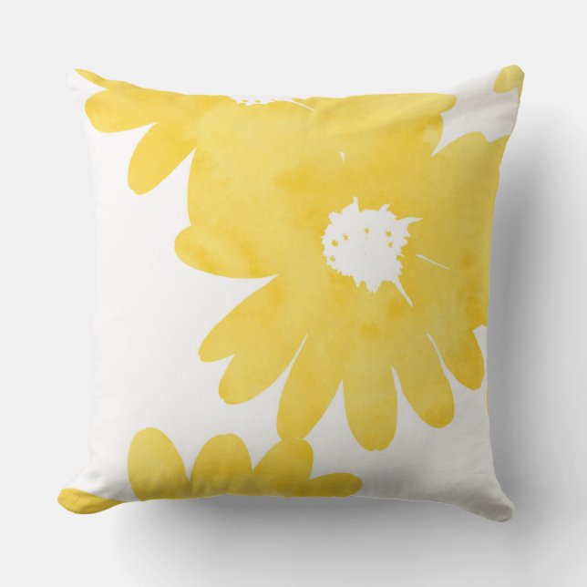 Coussin Faisceaux d'aquarelle jaune (Recto)