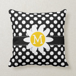 Coussin Faisée sur Pois noirs et blancs