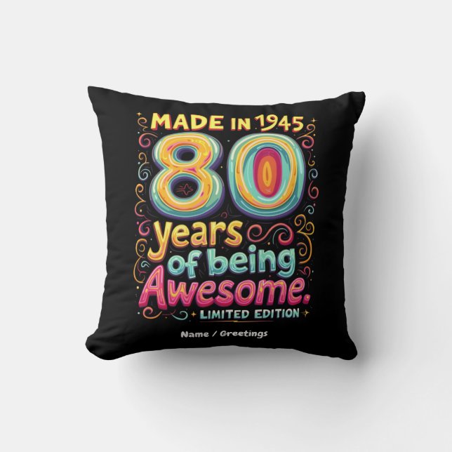 Coussin Fait en 1945, 80 ans d'être génial (Recto)