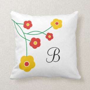Coussin fait sur commande de monogramme : Fleurs