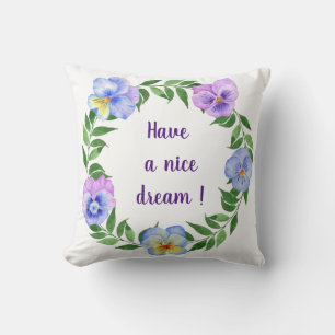 Coussin Faites un beau rêve ! Aquarelle belles fleurs The