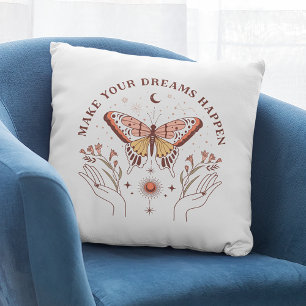 Coussin Faites vos rêves se produire Boho Butterfly