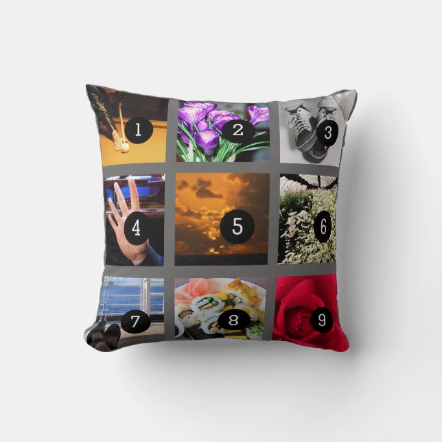 Coussin Faites votre propre collage photo avec 9 images (Recto)