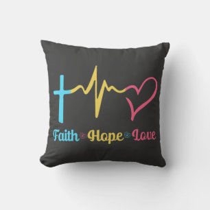 Coussin Faith Hope Love Hearts