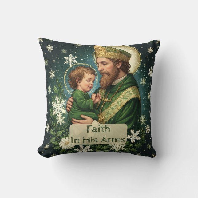 Coussin Faith in His Arms Saint Patrick with Baby Jesus  (Recto)