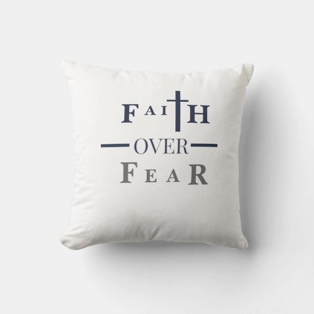 Coussin Faith Over Fear Throw Pillow – Minimal Christian  (Recto)