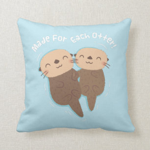 Coussin Faits l'un pour l'autre, joli couple de loutres de