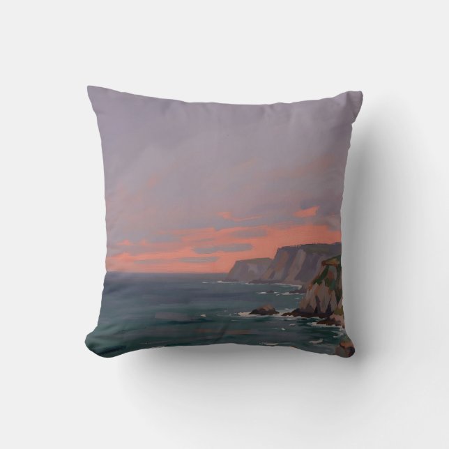 Coussin Falaises côtières dramatiques Coucher de soleil ro (Recto)
