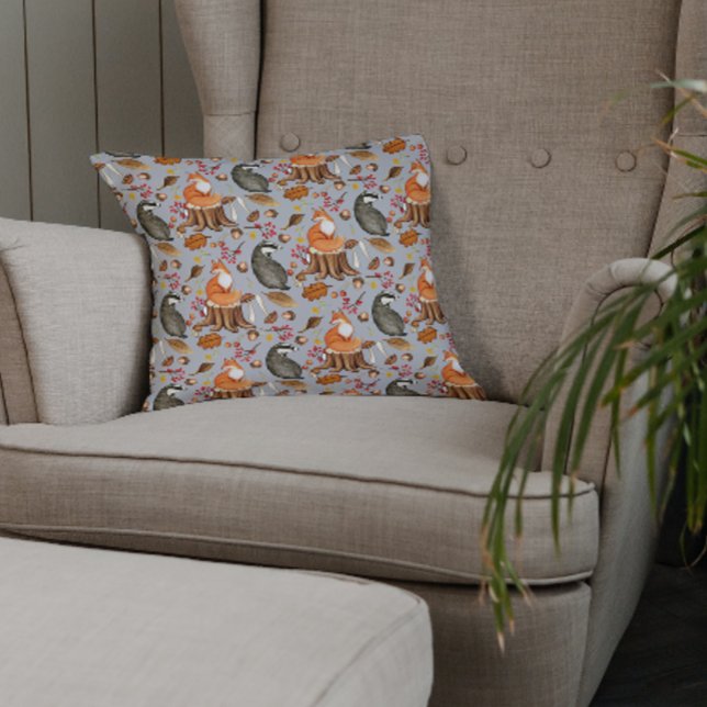Coussin Fall Leaves Badger & Fox (Créateur téléchargé)