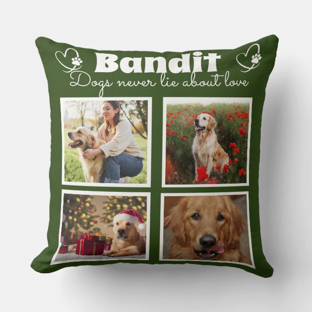 Coussin Famille 4 photo collage de chien customisé (Recto)