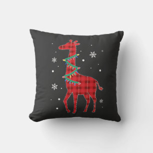 Coussin Famille à carreaux de buffle Girafe Noël assorti P