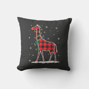Coussin Famille assortie à carreaux de buffle Girafe Noël