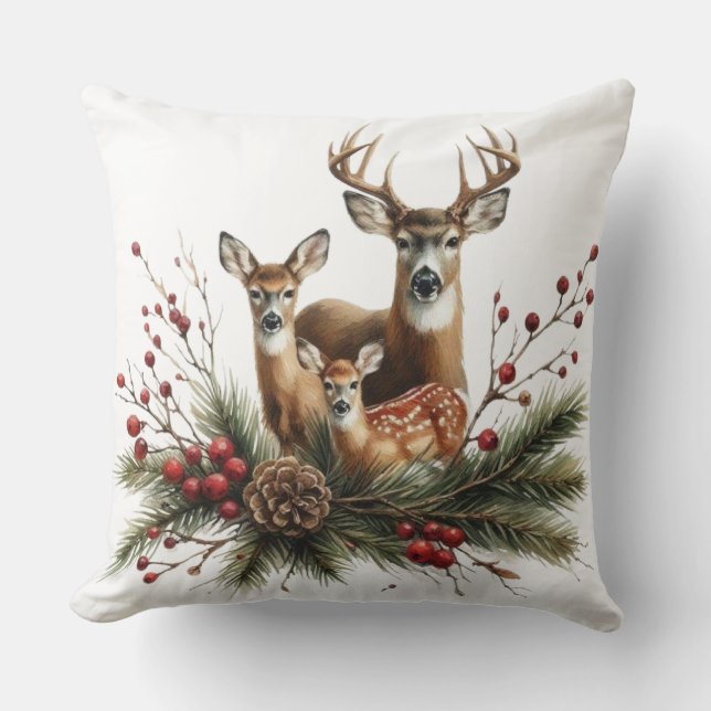 Coussin Famille de cerfs  (Recto)
