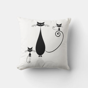 Coussin Famille de chats Chats noirs Stylisés