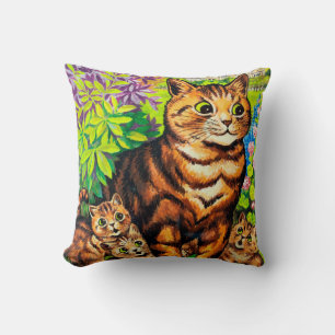Coussin Famille de Chats dans un jardin, Louis Wain
