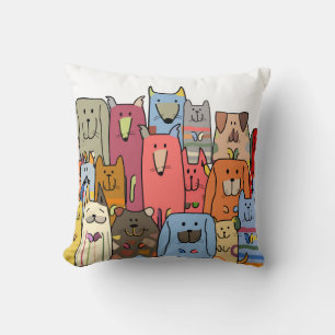 Coussin Famille de chiens amusants, motif sans soudure, vi