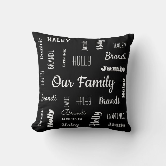 Coussin Famille de cinq polices Cool personnalisées (Recto)