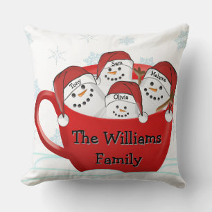 Coussin Famille de guimauves avec des noms personnalisés