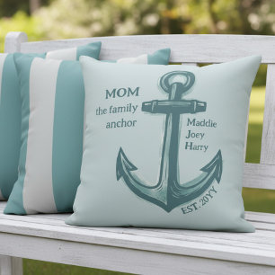 Coussin Famille de la maman nautique Ancre Patrimoine vert