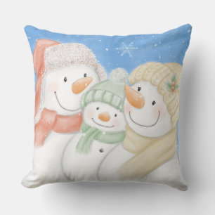 Coussin Famille de Neige mignonne