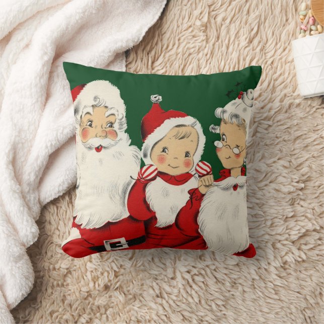 Coussin Famille de Père Noël Rétro Milieu de Siècle – Kits (Couverture)