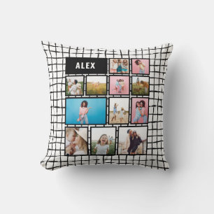 Coussin Famille de photos minimes noir blanc 12