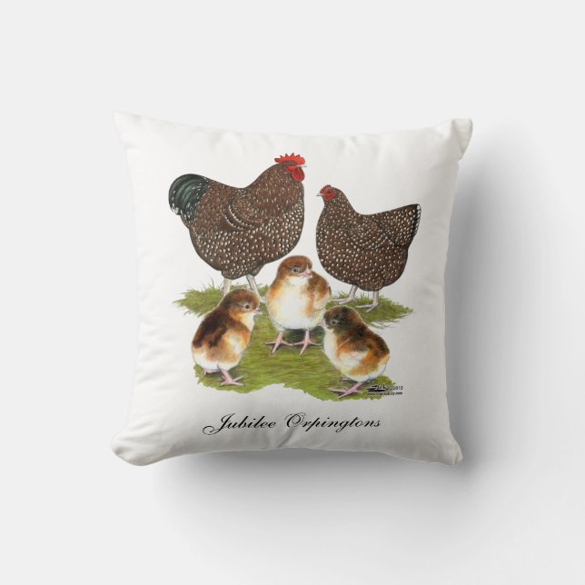 Coussin Famille de poulet de jubilé d'Orpington (Recto)