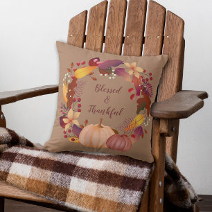 Coussin Famille de récolte d'automne béni