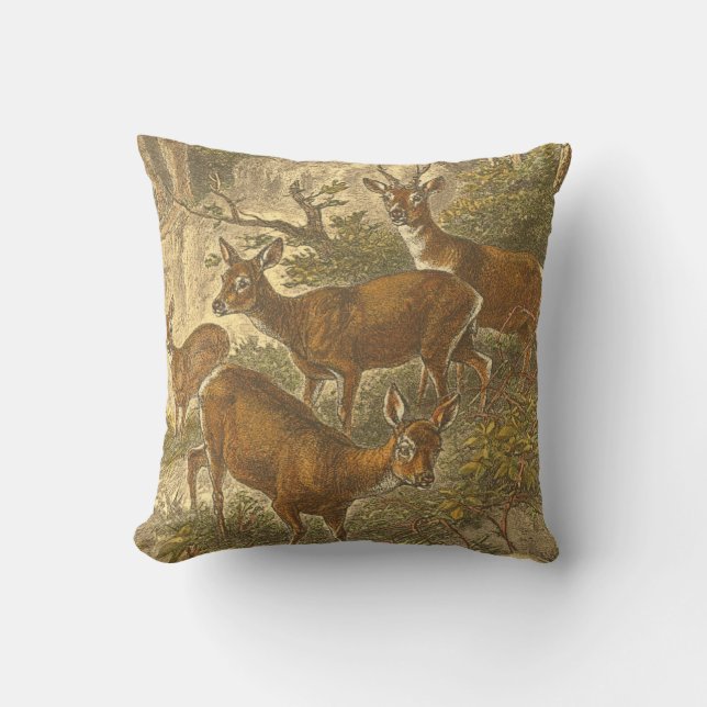 Coussin Famille de Roe - Cerfs dans une forêt (Recto)