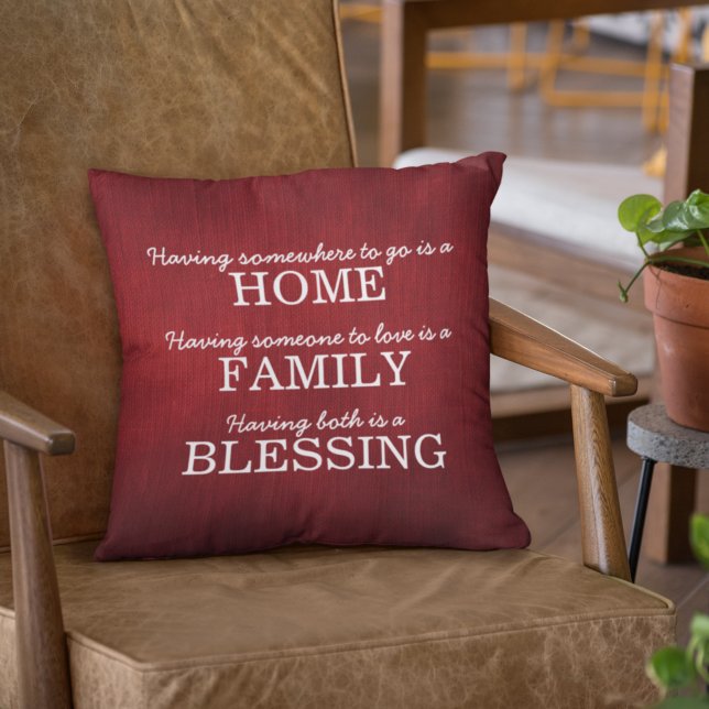 Coussin Famille de typographie motivationnelle Citation (Créateur téléchargé)