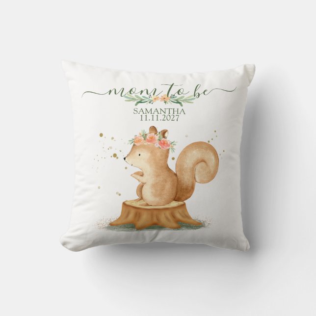 Coussin Famille d'écureuils faune MAMAN À VENIR (Recto)
