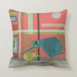 Coussin Famille d'oiseaux Vector Kiwi