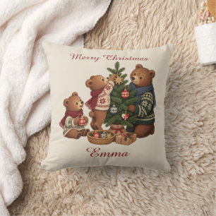 Coussin Famille d'ours nordiques personnalisée pour l'arbr