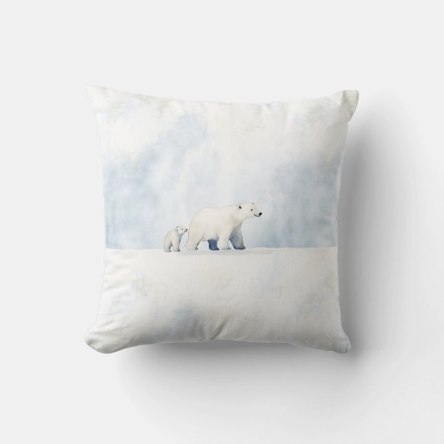 Coussin Famille d'ours polaire arctique (Recto)